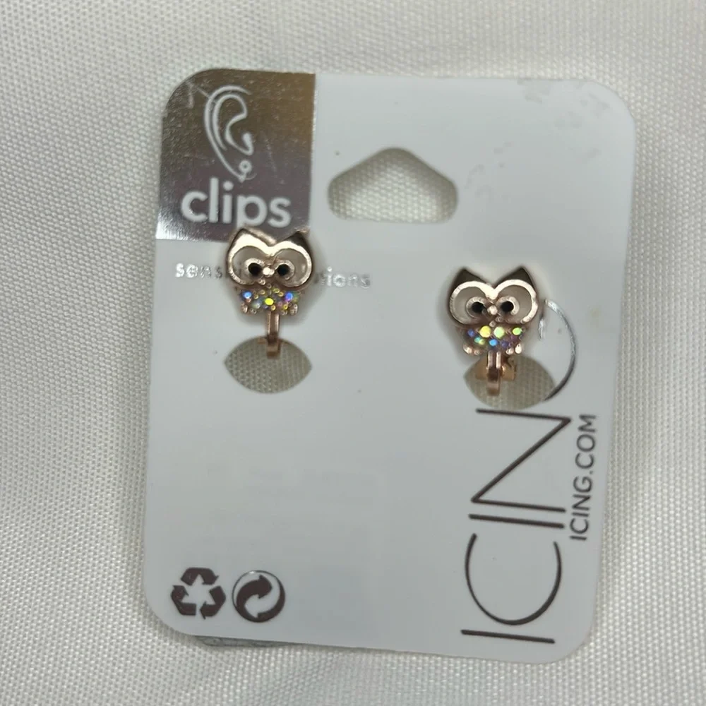 Icing Owl Clip on Earrings